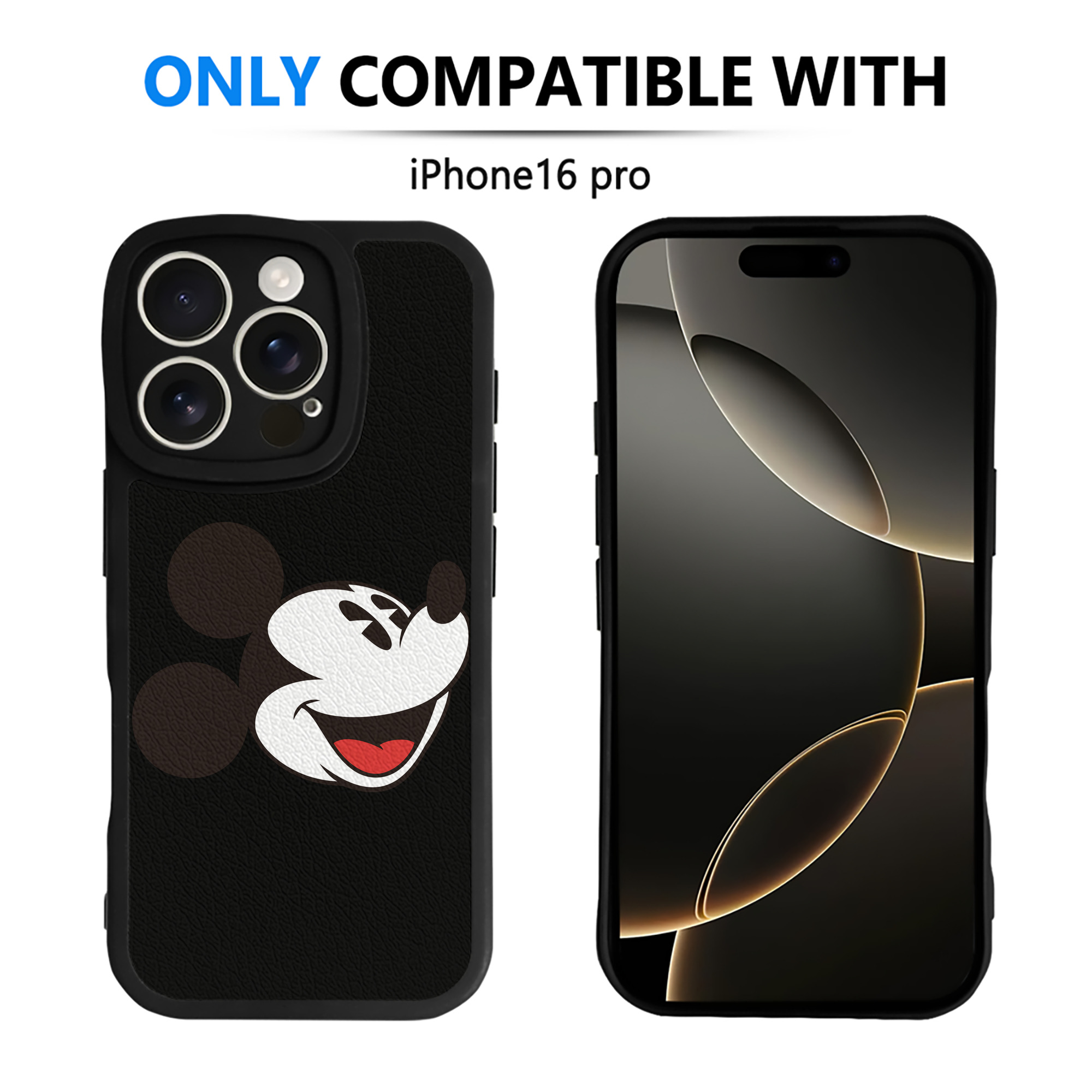 （画像用） ミッキーマウス Mickey Mouse 【iPhone 16シリーズ対応】シリコンスマホケース（レザー調） 材質：シリコン